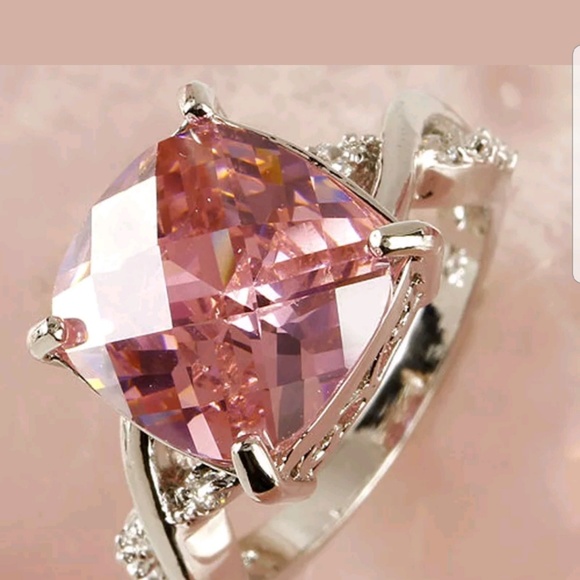 Sterling Silver Lab Created pink Sapphire Ring - Picture 2 of 5